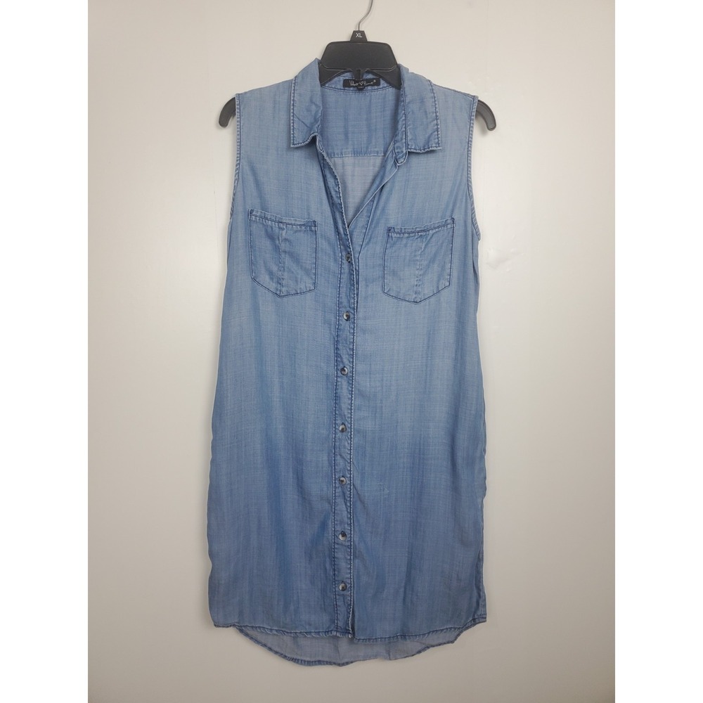 Velvet Heart Women's Midi Shirt Dress (Chambray) — Size S, Sleeveless, Collared